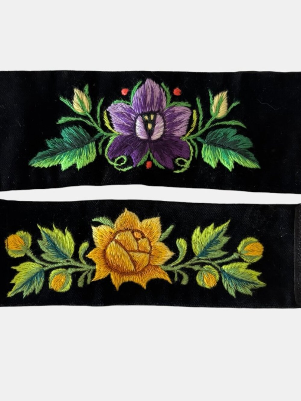 Lowicz Poland Embroidered Floral Folk Cuffs Polish - Picture 2 of 13